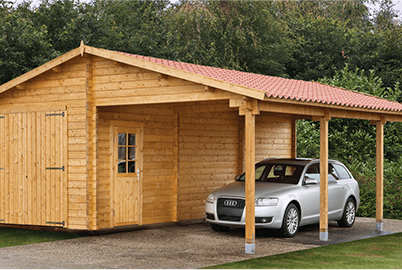 Exemple de pose abris avec carport jardin à Angers